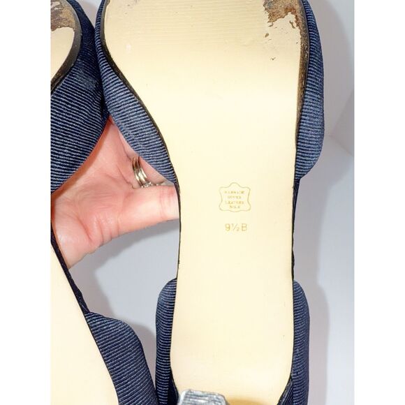 Caparros Navy Blue Heels Bow Peep Toe Pump Dressy Nautical Formal Stiletto 9.5 B - Picture 16 of 16